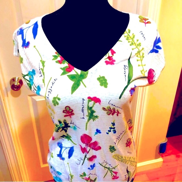 Talbots Botanical Tee Size MP - Picture 2 of 8